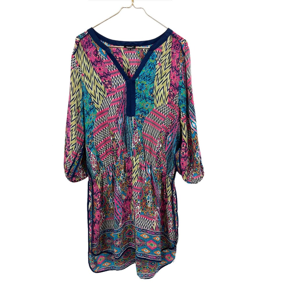 Tolani 100% Silk Hi-Low Tunic Dress Large
